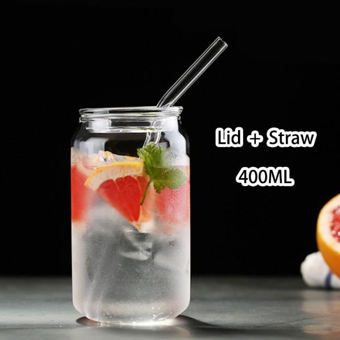 Tasse En Verre Borosilicate 18oz - Verre à Café Pompon Vintage Avec Paille