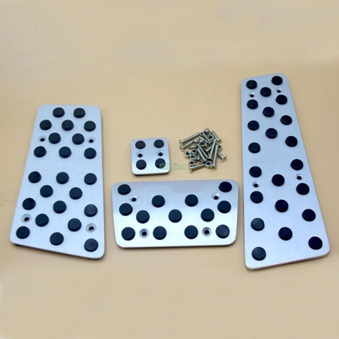 Lot De 3 Coussinets De Pédale Antidérapants – Alliage D'aluminium Argenté, Universels Pour Voiture, Fixation Facile Sans Perçage