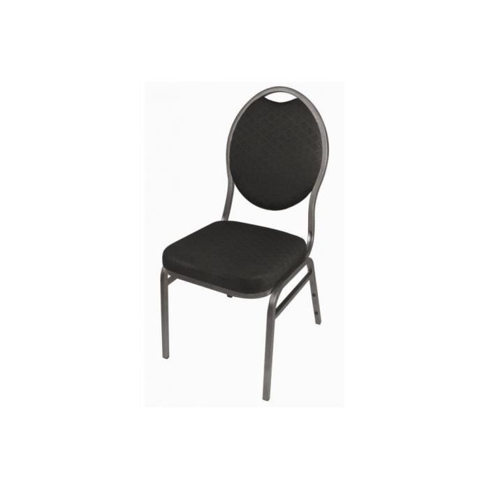 Chaises de banquet noires à dossier ovale BOLERO - Lot de 4 - Tissu ignifuge - Métal Chaises de banquet noires à dossier ovale BOLERO - Lot de 4 - Tissu ignifuge - Métal