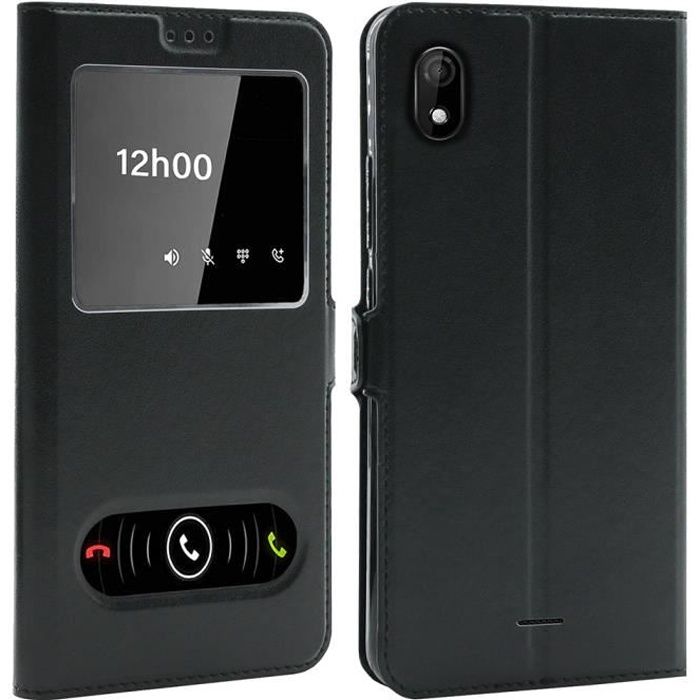 Housse Wiko Y80 – Coque Booklet Simili Cuir Marron, Porte-cartes, K-S-Trade