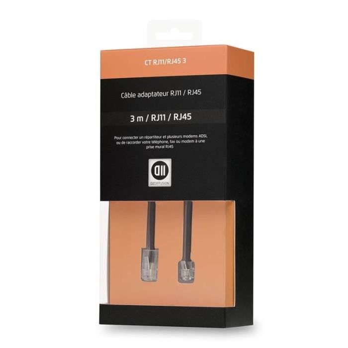 Câble réseau RJ11RJ45 mâle 3m D2DIFFUSION