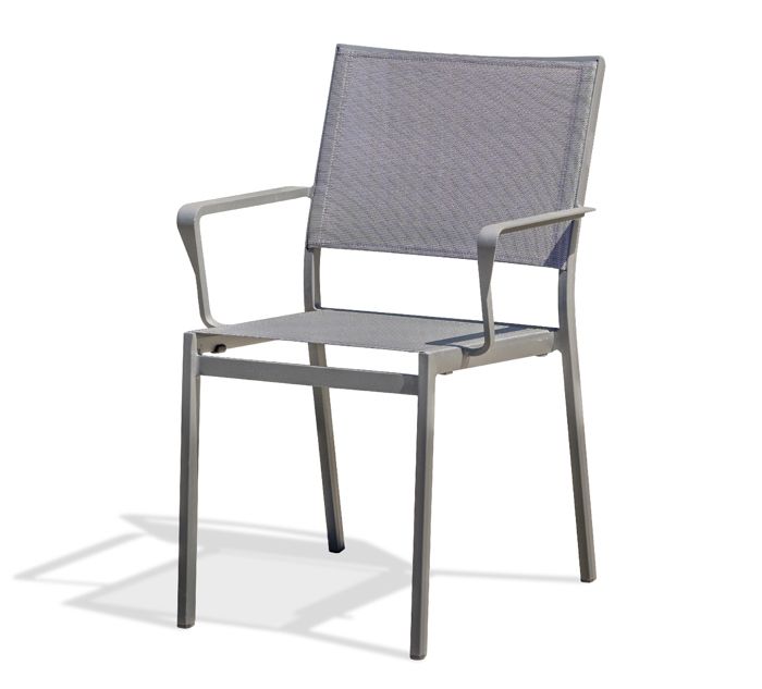 fauteuil de jardin empilable - dcb garden - stockholm - textilène et aluminium - gris anthracite