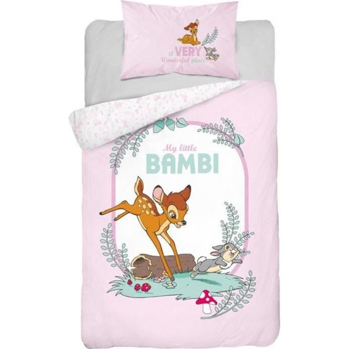 Parure De Lit Bebe Coton My Little Bambi Disney Rose Cdiscount Maison