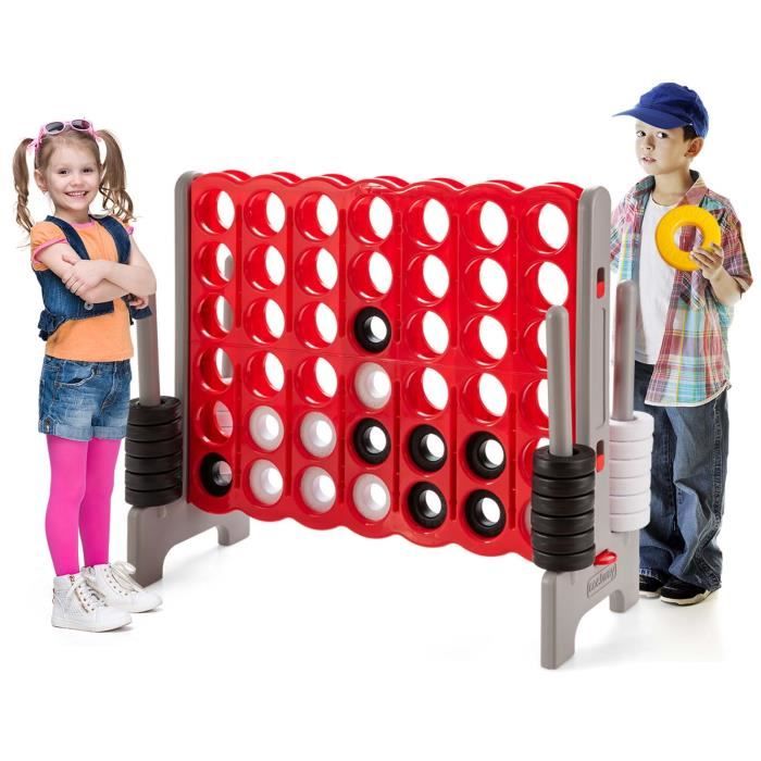 DREAMADE - Puissance 4 Géant - 120 X 42 X 103,5 Cm - 42 Anneaux - 4 Colonnes - Reset Levier - Jeu Famille Extérieur Intérieur