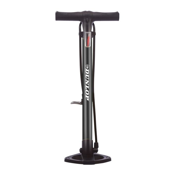 Dunlop Pompe à Vélo - Presta / Dunlop / Schrader - avec 2 Adaptateurs - Pompe sur Pied - 63 cm de Haut