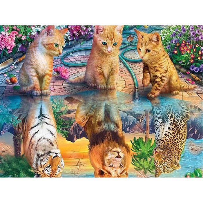 Kit De Peinture Diamant 5D 'Chat Persan' - Toile 50x60 Cm - Loisir Créatif Adulte, Déco Murale - 12
