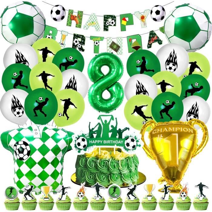 34 Pièces Super Kit Décoration Anniversaire Football – Toppers Gâteau Ballon, Joueurs, Trophée & Étoiles Dorées Pour Enfants Et Fans De Foot