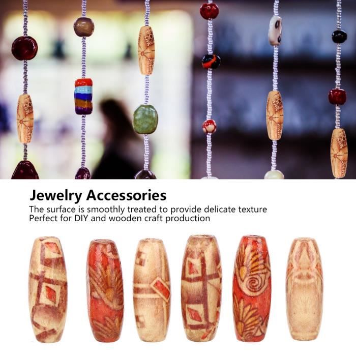 Lot De 50 Perles D'espacement En Bois Peint - Multicolores, Pour La Création De Bijoux, Neuf