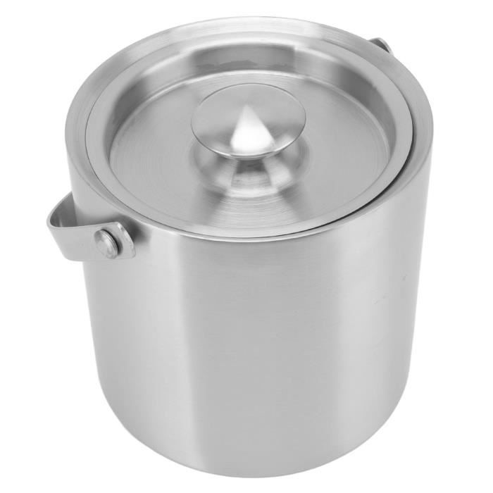 Seau à Glace Isolé 3L En Acier Inoxydable - Double Paroi Avec Couvercle, Pince Et Passoire - Pour Fêtes Et Apéros - 6