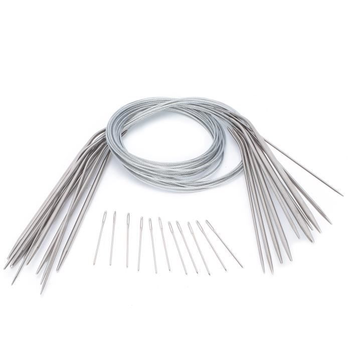 Lot De 11 Aiguilles à Tricoter Circulaires Acier Inoxydable 1,5 Mm à 5 Mm - 80 Cm Avec Étui