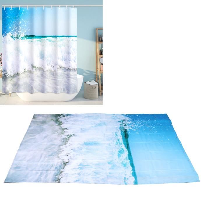 Rideau De Douche 3D Transparent Cube D'Eau - 180x180cm - Étanche Et Anti-Moisissure - 12 Œillets Inclus