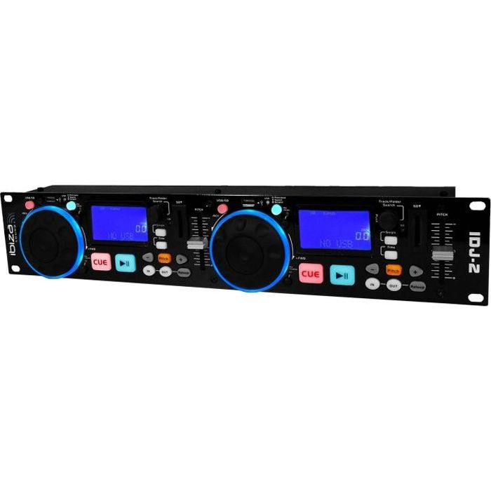 IBIZA SOUND IDJ2 Double controleur USB/SD avec scratch - Lecteur professionnel 2u avec controles dj