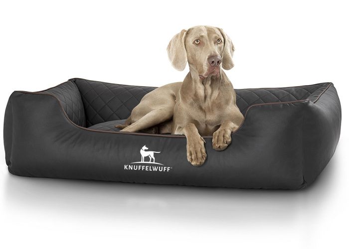 Comparer les prix de Knuffelwuff lit -panier matelassé pour chien en cuir Milan noir XXL 120 x 85cm