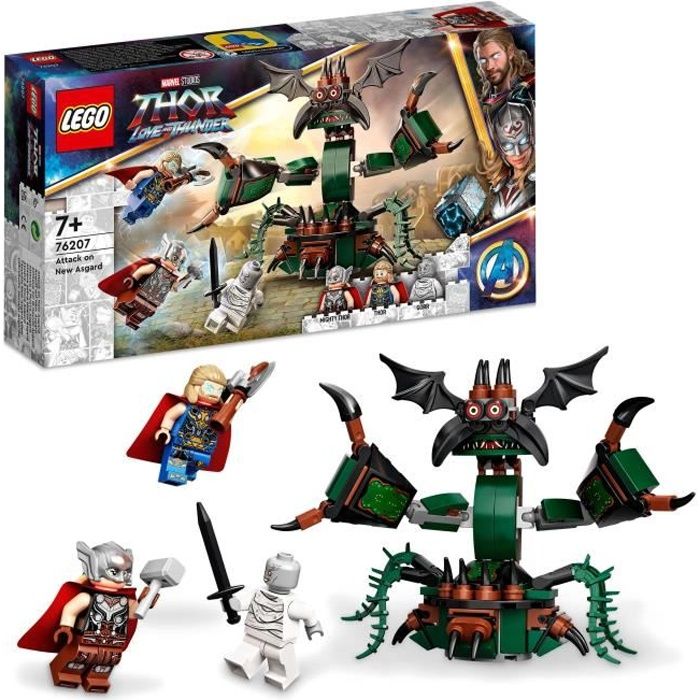 LEGO® 76207 Marvel Attaque sur le Nouvel Asgard, avec Figurines de Thor des Avengers et son Marteau,