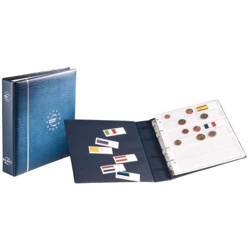 Album Numismatique pour Euros, format NUMIS, avec étui de protection, bleu