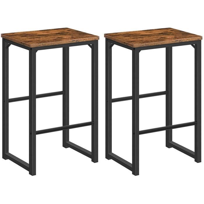 meuble pour bar - limics24 - chaises lot 2 tabourets hauts repose-pieds différente hauteur cadre métal bords