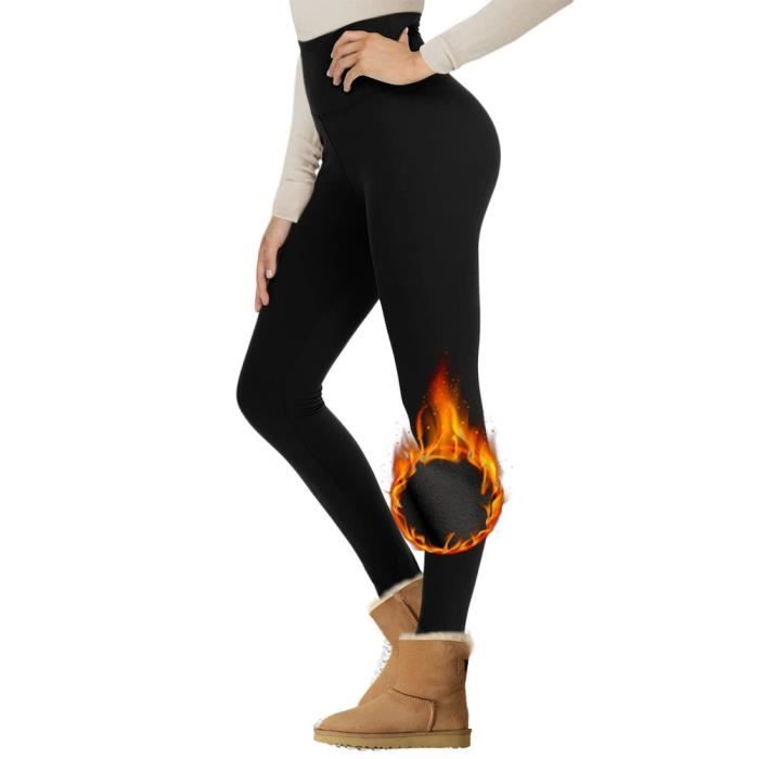 Legging Polaire Femme Legging Chaud Femme Hiver Legging Thermique Femme Élastiques Pantalons pour Le Yoga et Le Sport Noir