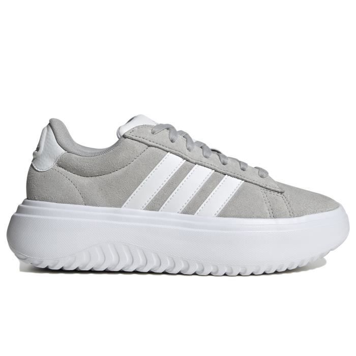 Chaussures Femme ADIDAS Grand Court Platform en Daim Nubuck Gris a Lacets Plat