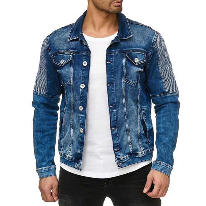 Veste motard homme en jean de Marque Veste homme avec plis mode