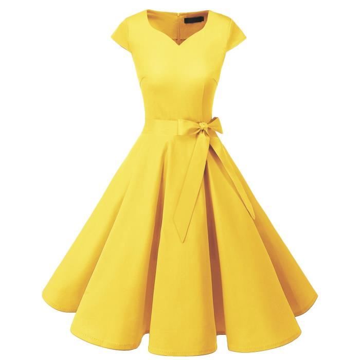 Robe V4S3I Reg des femmes; R?�tro des ann?�es 1950 robes de cocktail vintage trap?�ze ?� manches Cap 
