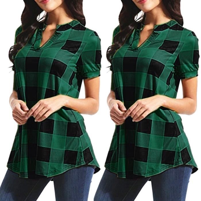 Robe Déguisement Joker – Manches Courtes, Bleu/vert à Carreaux, Grande Taille