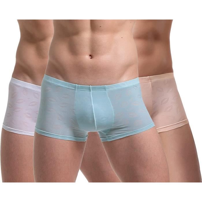 YUSHOW Lot De 4 Boxer Homme Soie Glacée Respirants Calecon Anti-frottements Sans Coutures Cool Dry Sous-Vêtements Léger Doux Et Confortables Caleçons, Noir, M