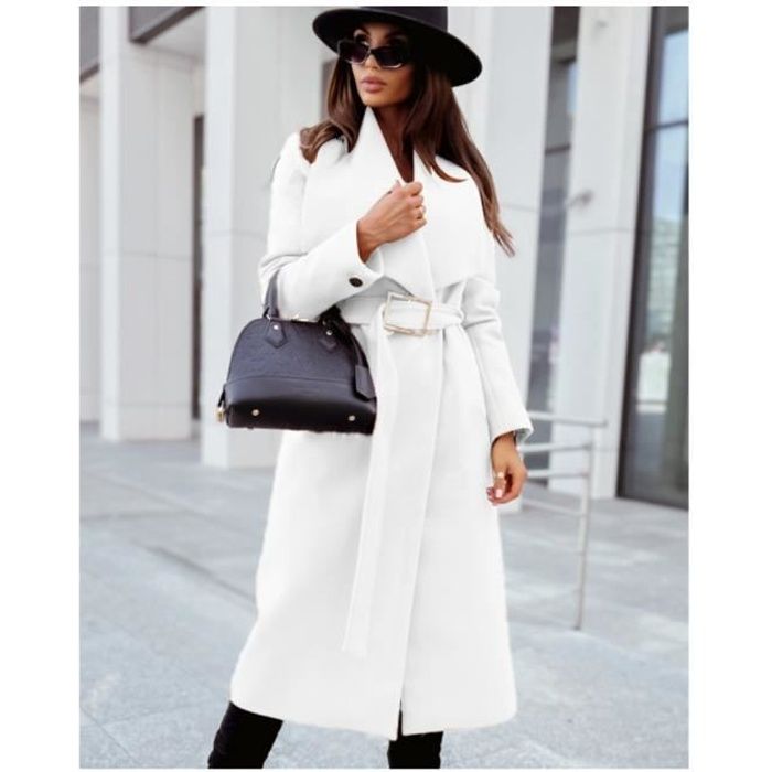 Manteau femme long avec ceinture