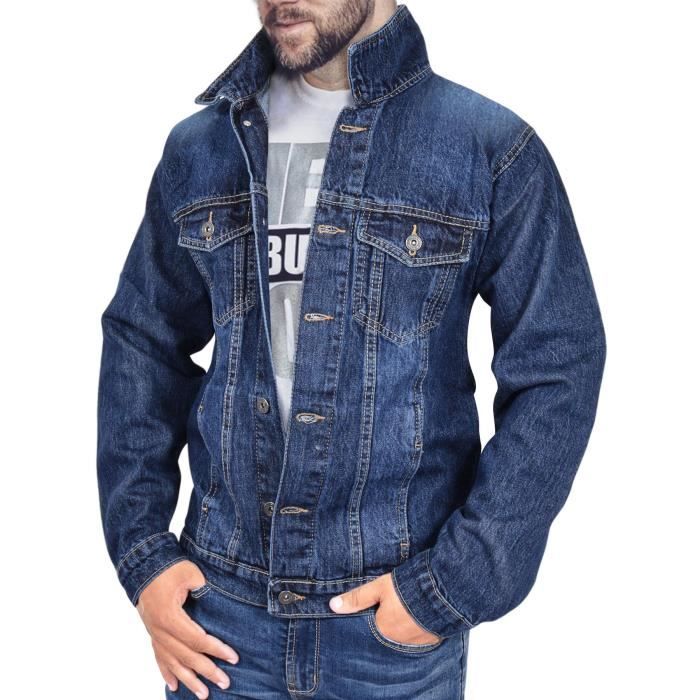 Homme Veste Mode Denim Veste Jean Bleu Foncé Manches Longues Manteau Pour Hommes S-M-L-XL-XXL