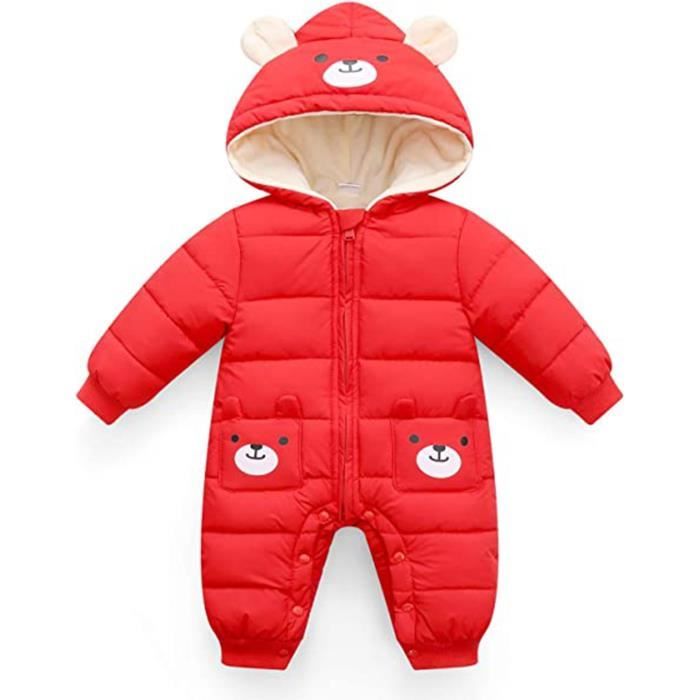 Combinaison de Neige Bébé Fille Barboteuses Epaisse Chaude Ensemble avec  Chausson Gants Capuche Manteau Jumpsuit,Rouge,6-12 mois Rouge - Cdiscount  Prêt-à-Porter