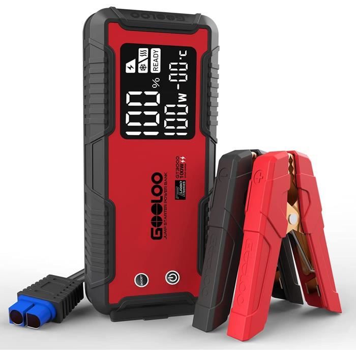 VTOMAN V10 Pro 4500A Booster Batterie Voiture Puissant, 12V Demarreur Batterie Voiture (Jusqu'à Tous Essence/10.0L Diesel), Avec Intelligentes Câbles De Démarrage Pour Auto, Lampe LED (4500A-V7