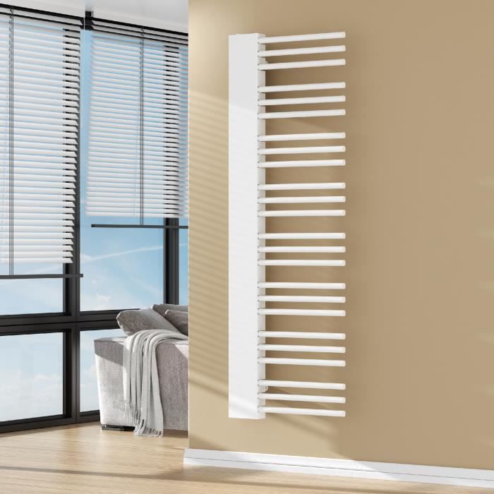 Radiateur sèche-serviettes Kviteseid acier 146 x 45 cm blanc