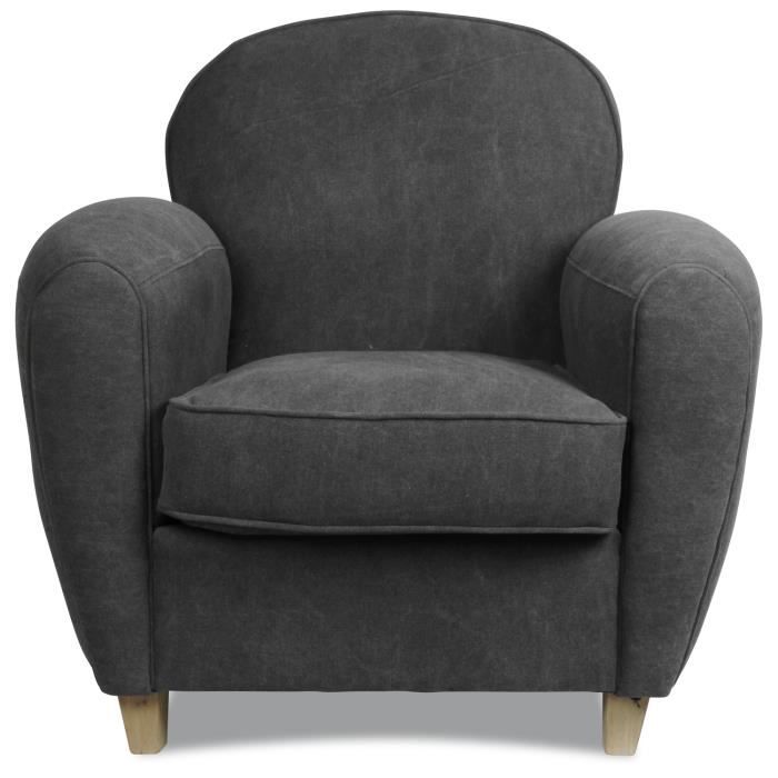 Fauteuil Club En Toile Lavee Gris Anthracite Achat Vente Fauteuil Cdiscount