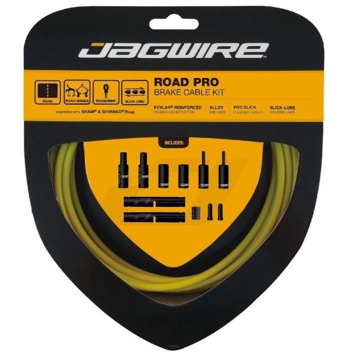 JAGWIRE Kit câble frein Road Pro Brake - Câble Teflon, boîtier kevlar - Liaison Slick - Jaune