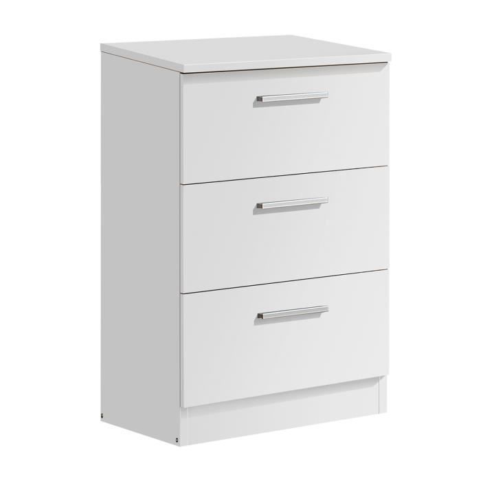 Table de chevet de 3 tiroirs coloris blanc - longueur 40 x profondeur 31 x hauteur 66 cm Table de chevet de 3 tiroirs coloris blanc - longueur 40 x profondeur 31 x hauteur 66 cm
