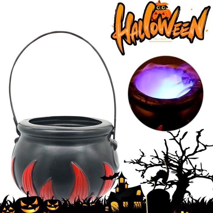 Machine à Fumée Halloween Chaudron Sorcière - Brume D'Eau + 12 LED Multicolores + Lumière Effrayante