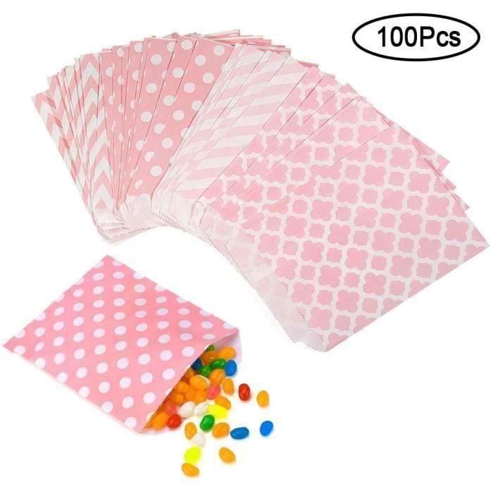 100 Sachets Bonbons Rayés Papier 5x7 Pouces – Pour Noël, Assortiment, Buffet, Fêtes, UK