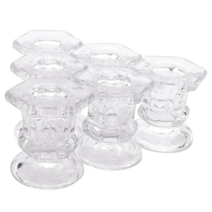 Lot 3 Bougeoirs Verre Transparent Cylindriques - Supports Bougies Piliers 10cm 12cm 15cm