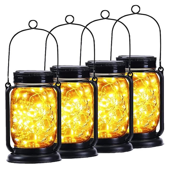 4 Lanternes Solaires Avec Effet Flamme Dansante – Parfaites Pour Le Jardin, La Terrasse Ou Le Balcon !