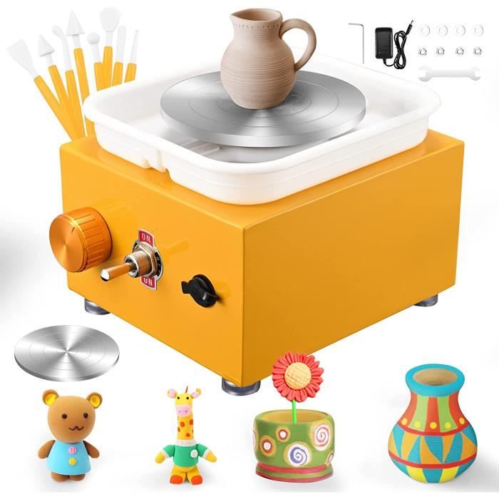 Mini Tour De Poterie électrique – Vitesse Réglable, Plateau Tournant, Outils Inclus | Loisir Créatif, Modelage, DIY