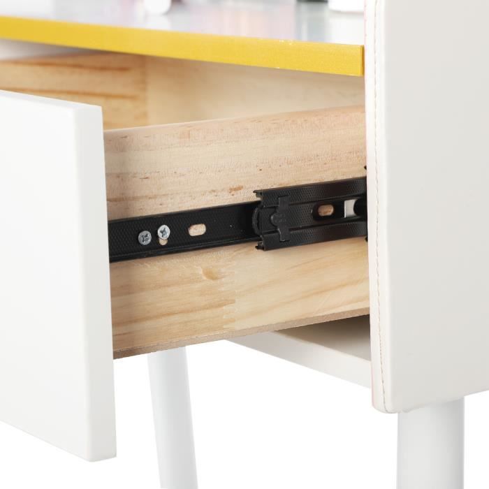 Coiffeuse Avec Miroir Éclairage LED - 5 Tiroirs + Tabouret | Blanc | MDF | 3 Modes Couleur | Zeaper