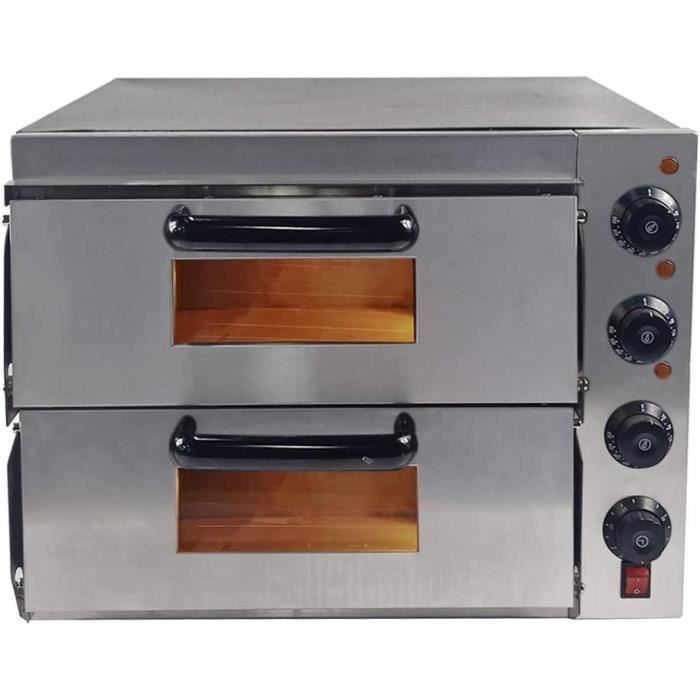 TAIMIKO Four a Pizza Electrique en Acier inoxydable Double Couche 3000W avec 2 Chambres de