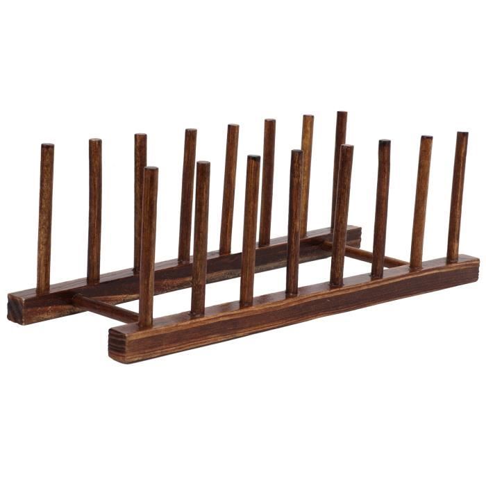 Tbest Drying Rack, Wooden Dish Rack 8 Columns Foldable for Pot Lid Cutting Board Placing for