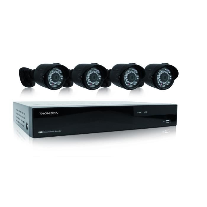 THOMSON Kit de surveillance NVR avec 4 voies 4 caméras et disque dur