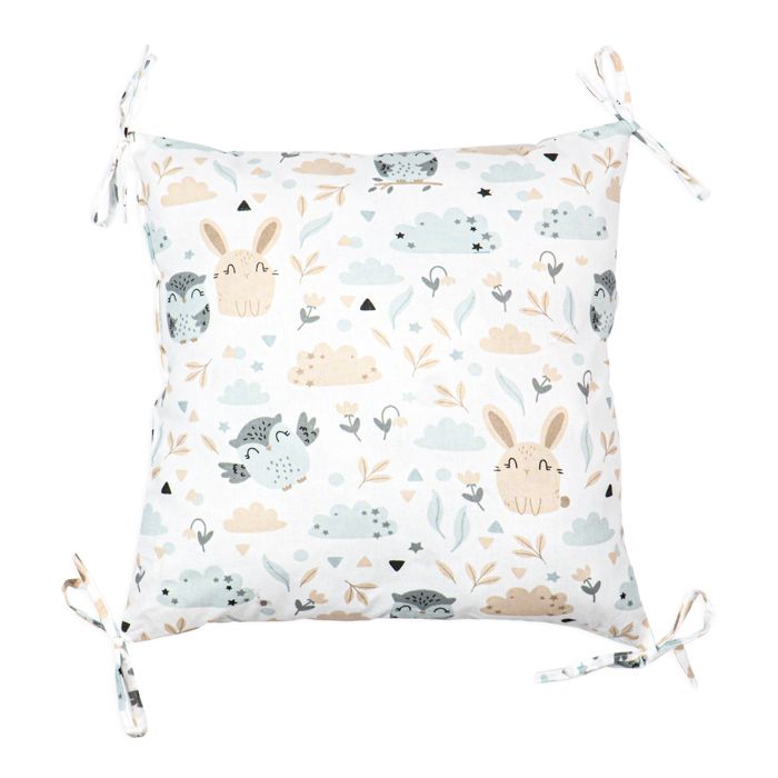 Oreiller câlin enfants 30x30 cm coussin décoratif - coton coussin décoratif avec rembourrage et housse Hiboux Gris