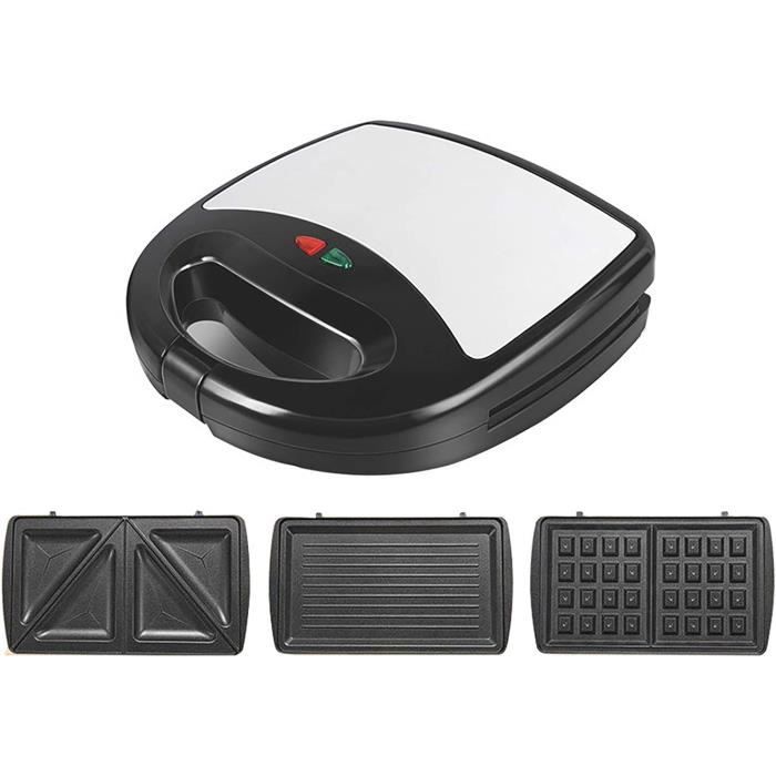 Machine À Sandwich 3 En 1 Xxl - 1200 W - 3 Plaques Interchangeables