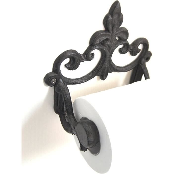Porte Rouleau Papier Toilette Vintage Fonte St.Pancras - Noir Finition Antique - 2 Pièces