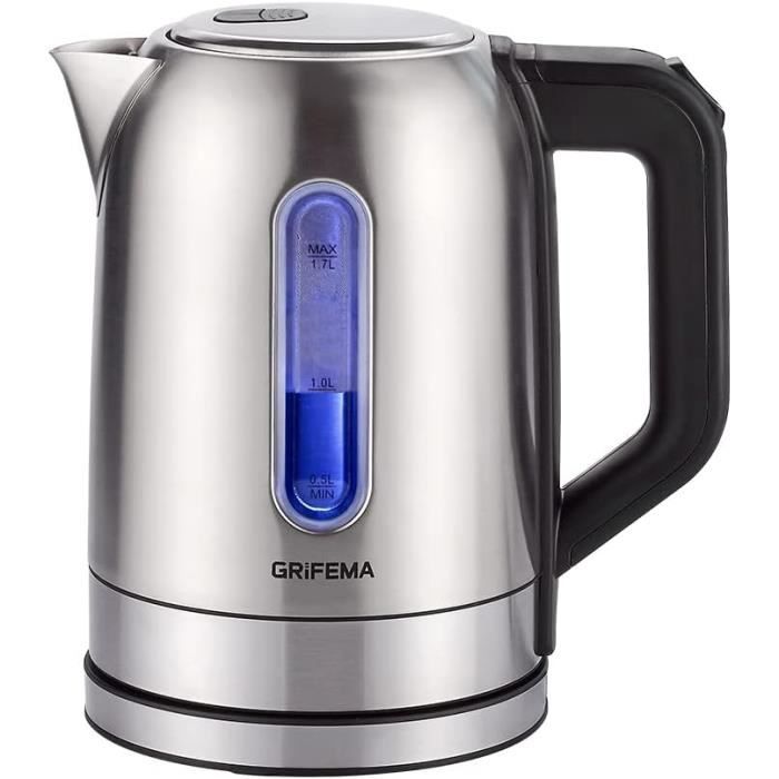 Bouilloire Électrique Inox 1.7L Sans Fil, Ébullition Rapide 2200W