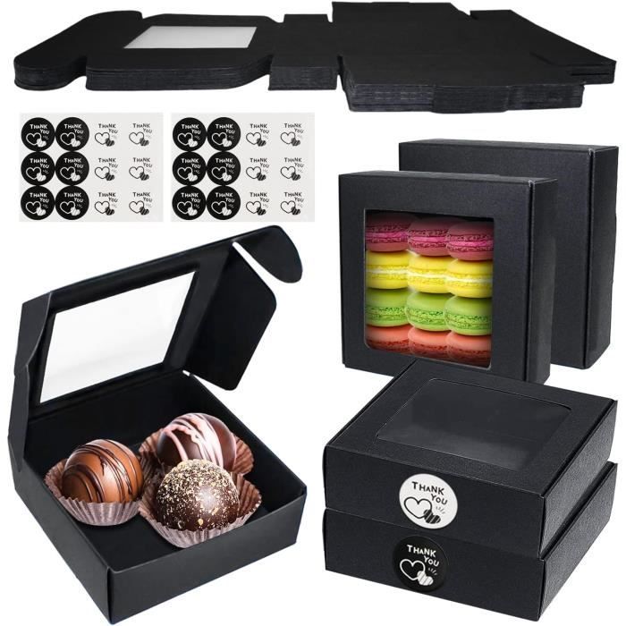 Lot De 20 Boîtes à Gâteaux Kraft Avec Fenêtre – 17,8 X 11 X 3,8 Cm, Emballage Pâtisserie Cookies Cupcakes Macarons