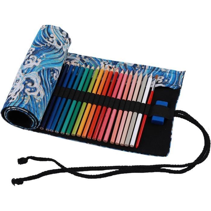 Rouleau de papier de voyage, organiseur de crayons de couleur, pour artiste, trousse à crayons rose étincelant en ligne
