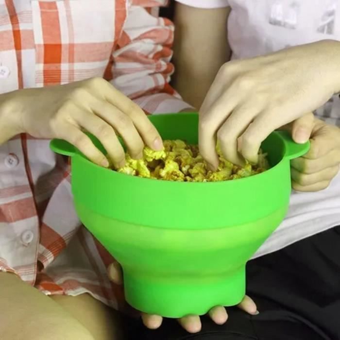 Bol à Popcorn Micro-ondes En Silicone – Pliable, Mesure Intégrée, Sécurité Brûlures, 12.5cm